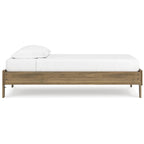 Lit plateforme miel brun – Bois composite avec finition grain de noyer