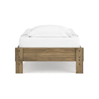 Lit plateforme miel brun – Bois composite avec finition grain de noyer