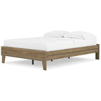 Lit plateforme miel brun – Bois composite avec finition grain de noyer