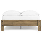Lit plateforme miel brun – Bois composite avec finition grain de noyer