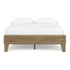 Lit plateforme miel brun – Bois composite avec finition grain de noyer