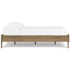 Lit plateforme miel brun – Bois composite avec finition grain de noyer