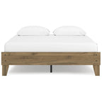 Lit plateforme miel brun – Bois composite avec finition grain de noyer