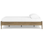 Lit plateforme miel brun – Bois composite avec finition grain de noyer
