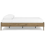 Lit plateforme miel brun – Bois composite avec finition grain de noyer