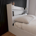 Tête de lit bibliothèque avec doubles étagères – Design de chambre moderne