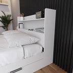 Tête de lit bibliothèque avec doubles étagères – Design de chambre moderne