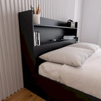 Tête de lit bibliothèque avec doubles étagères – Design de chambre moderne