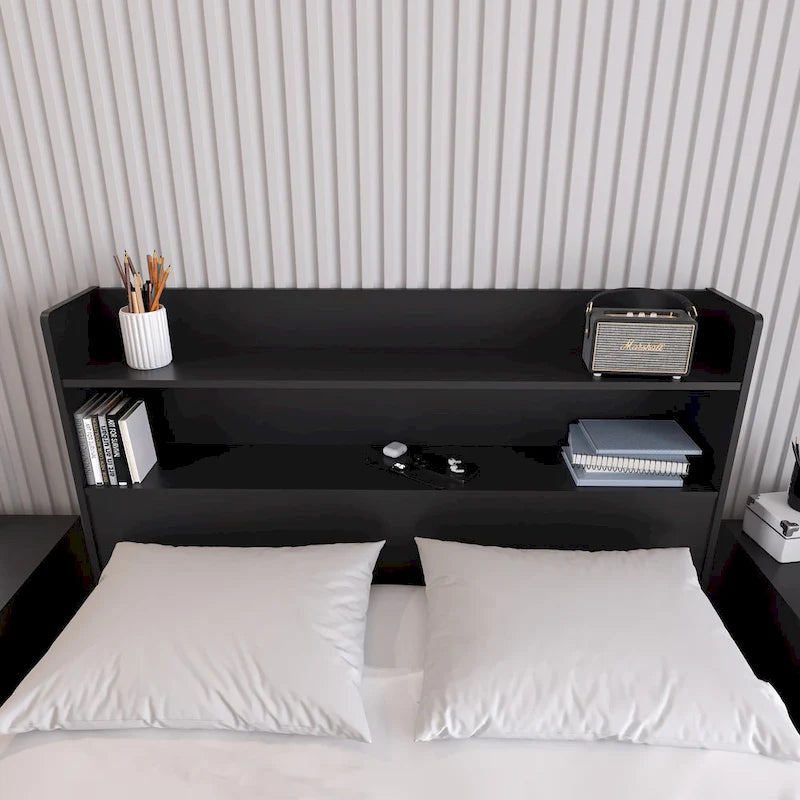 Tête de lit bibliothèque avec doubles étagères – Design de chambre moderne