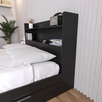 Tête de lit bibliothèque avec doubles étagères – Design de chambre moderne