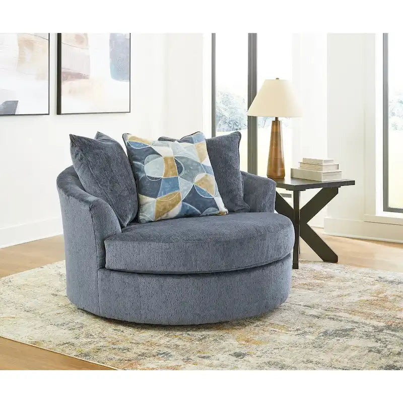 Fauteuil pivotant surdimensionné à 360° avec coussins décoratifs – 56L x 55P x 35H