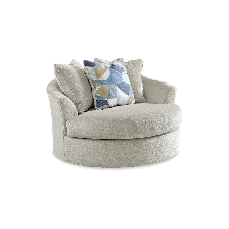 Fauteuil pivotant surdimensionné à 360° avec coussins décoratifs – 56L x 55P x 35H