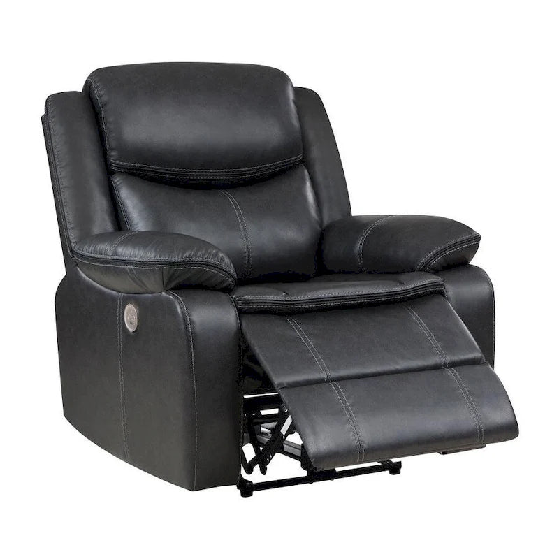 Fauteuil inclinable électrique gris foncé avec similicuir et accoudoirs rembourrés