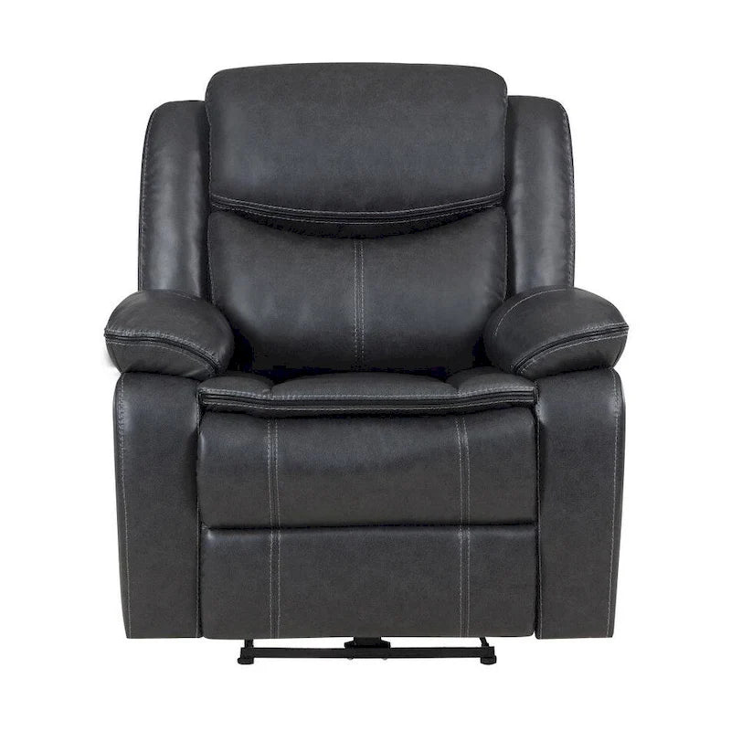 Fauteuil inclinable électrique gris foncé avec similicuir et accoudoirs rembourrés