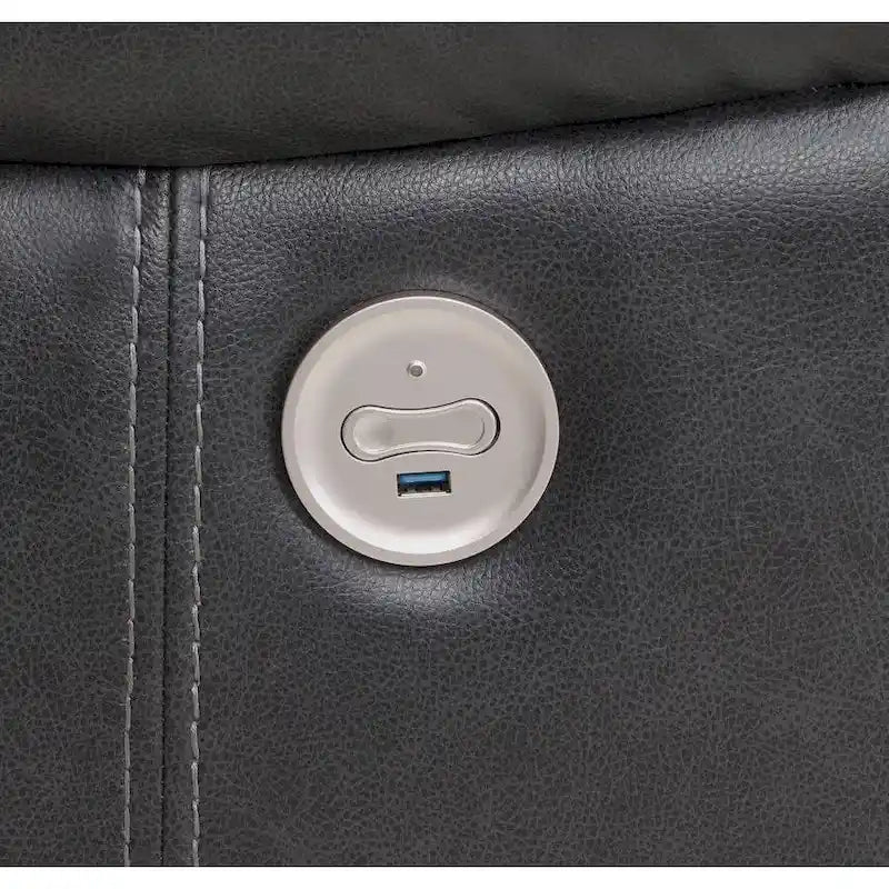 Fauteuil inclinable électrique gris foncé avec similicuir et accoudoirs rembourrés