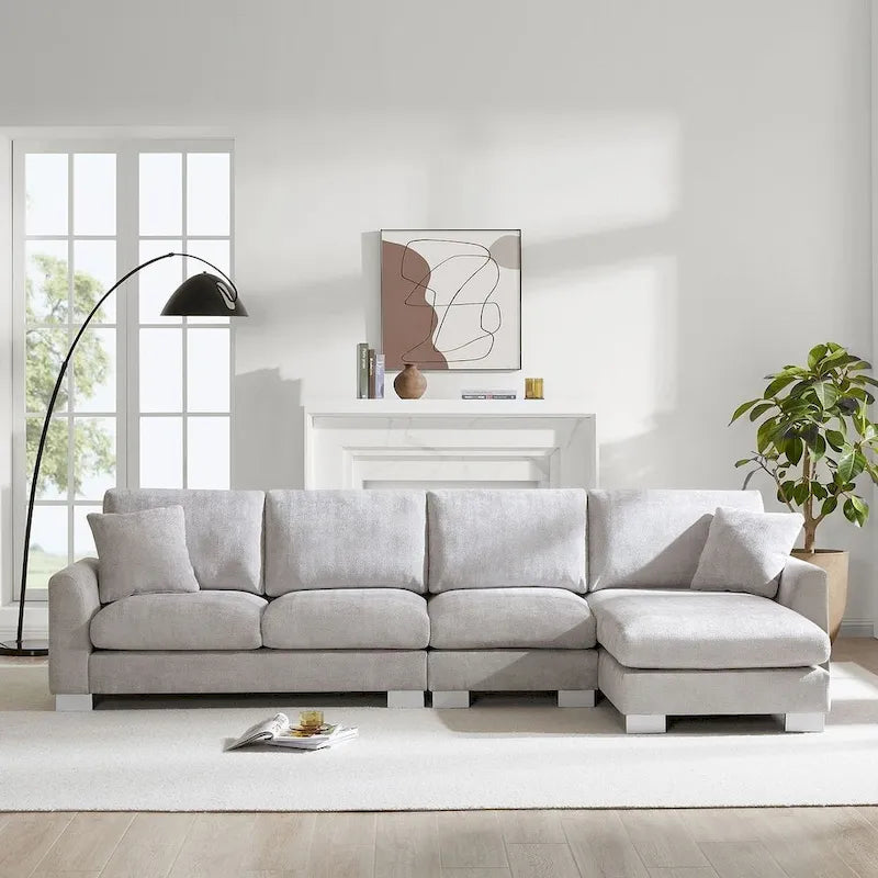 Oversized Sectional Couch with Chaise Lounge, L-shaped Chenille Sectional Sofa for Living Room,Apartment,Office