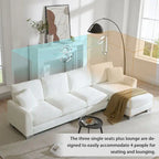 Canapé d'angle surdimensionné avec méridienne, Canapé d'angle en chenille en forme de L pour salon, appartement, bureau