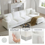 Canapé d'angle surdimensionné avec méridienne, Canapé d'angle en chenille en forme de L pour salon, appartement, bureau