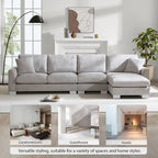 Canapé d'angle surdimensionné avec méridienne, Canapé d'angle en chenille en forme de L pour salon, appartement, bureau