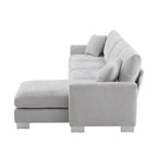 Canapé d'angle surdimensionné avec méridienne, Canapé d'angle en chenille en forme de L pour salon, appartement, bureau