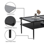Table basse rectangulaire avec plateau en verre trempé, table moderne pour salon