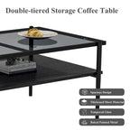 Table basse rectangulaire avec plateau en verre trempé, table moderne pour salon