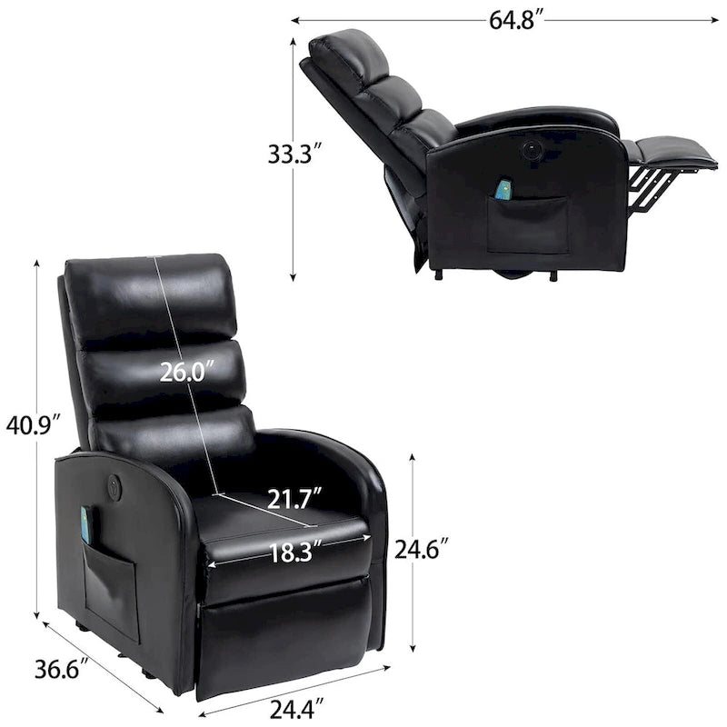 Fauteuil de massage électrique releveur – 8 points de massage, 5 modes de vibration