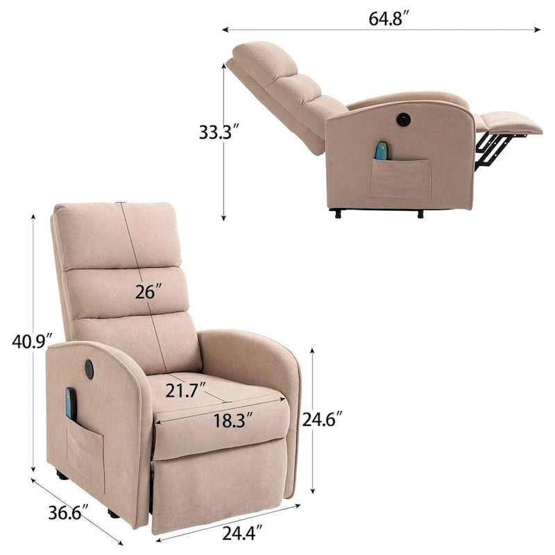 Fauteuil de massage électrique releveur – 8 points de massage, 5 modes de vibration
