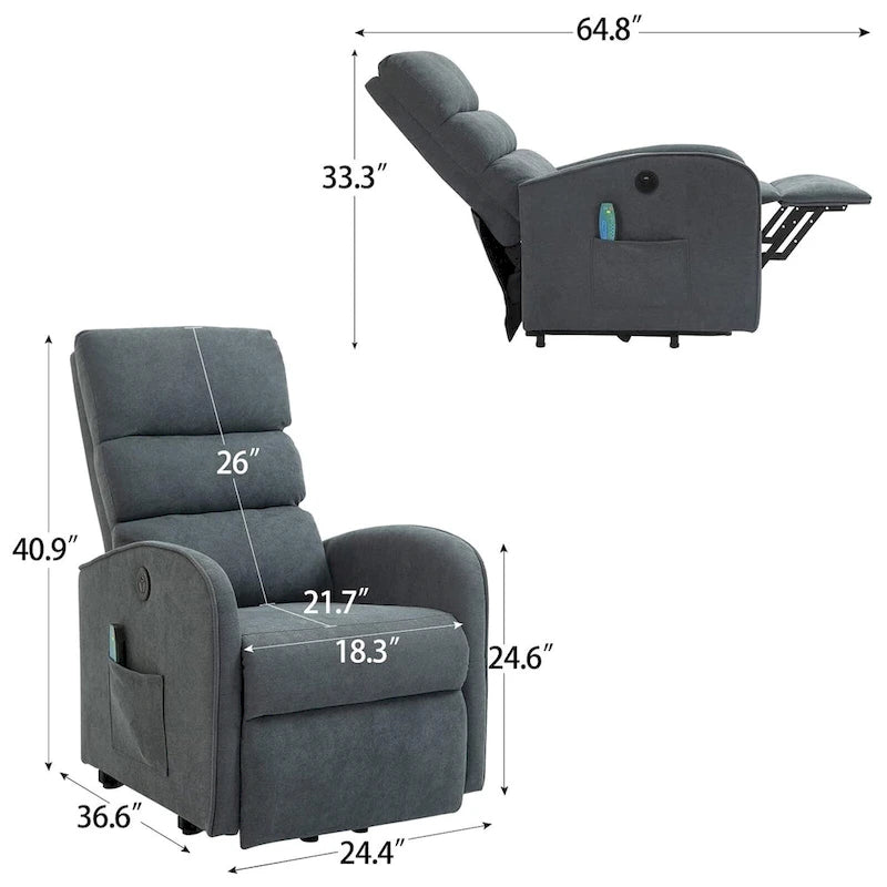 Fauteuil de massage électrique releveur – 8 points de massage, 5 modes de vibration