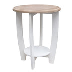 Table d'appoint ronde en bois à 2 niveaux, blanc et marron