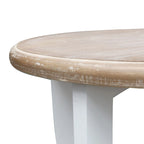 Table d'appoint ronde en bois à 2 niveaux, blanc et marron
