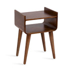 Table d'appoint en bois de manguier massif avec étagère – Brun noyer, 18x14x26 po.