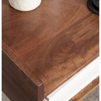 Table d'appoint en bois de manguier massif avec étagère – Brun noyer, 18x14x26 po.
