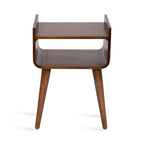 Table d'appoint en bois de manguier massif avec étagère – Brun noyer, 18x14x26 po.
