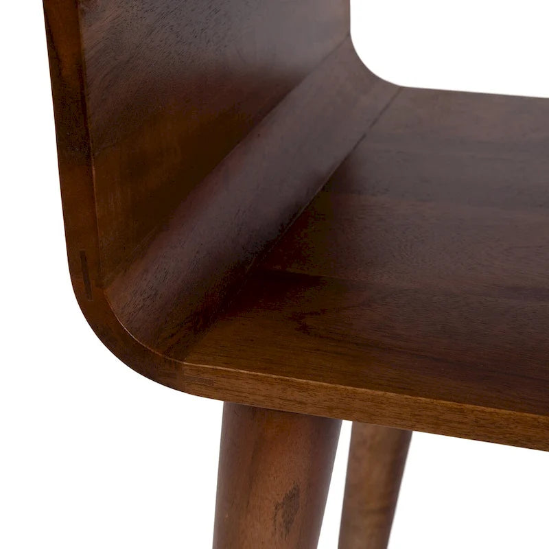 Table d'appoint en bois de manguier massif avec étagère – Brun noyer, 18x14x26 po.
