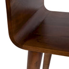 Table d'appoint en bois de manguier massif avec étagère – Brun noyer, 18x14x26 po.