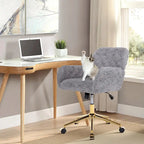 Chaise de bureau rembourrée avec base dorée pivotante à 360° et réglable