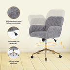 Chaise de bureau rembourrée avec base dorée pivotante à 360° et réglable