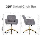 Chaise de bureau rembourrée avec base dorée pivotante à 360° et réglable