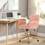 Chaise de bureau rembourrée avec base dorée pivotante à 360° et réglable
