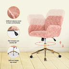 Chaise de bureau rembourrée avec base dorée pivotante à 360° et réglable