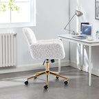 Chaise de bureau rembourrée avec base dorée pivotante à 360° et réglable