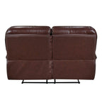 Causeuse inclinable manuelle de 66 po en cuir pleine fleur marron et bois