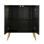 Bahut d'appoint 2 portes Mid-Century Modern avec étagère dorée antique